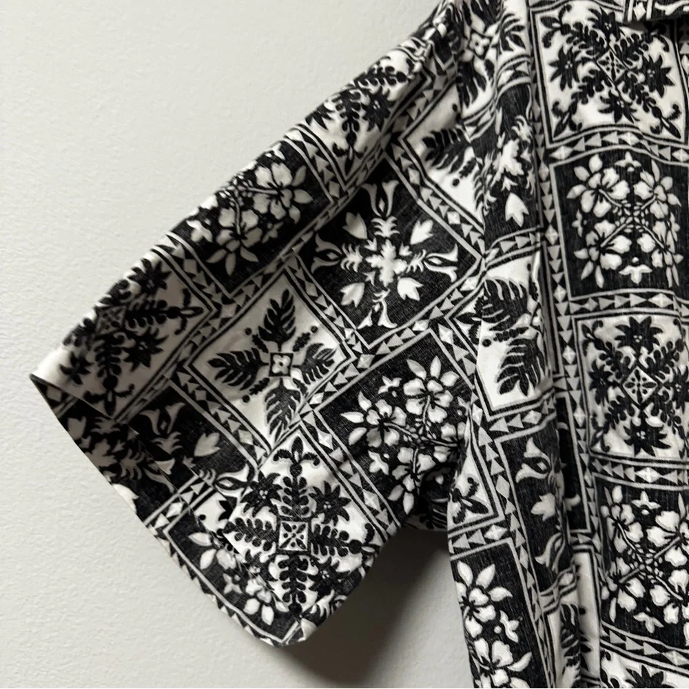 Vintage Rai Nani Black White Button Down Hawaiian Shirt Men’s Size 2XL Vacation